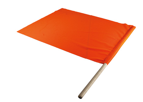 FLUORESCENT RED ROAD FLAG WITH WOODEN HANDLE